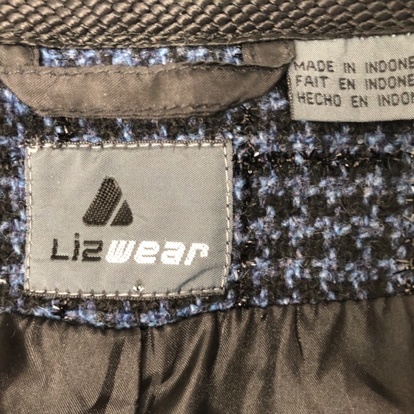 Liz Wear Vintage Navy Black Houndstooth Jacket/Blazer - Picture 11 of 15